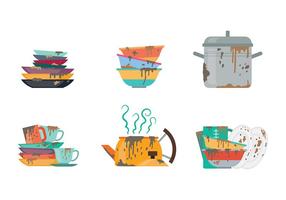 Dirty Dishes Icons Vector