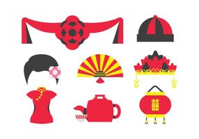 Traditional Chinese Wedding Elements vector