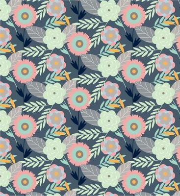 Flower Plants Vector Pattern