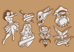 Old School Tattoo Icons Vector