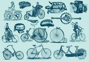 Blue Vintage Bicycle Illustrations vector