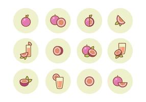 Iconos gratis de la fruta de la pasión vector