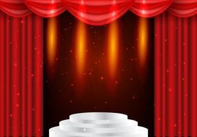 Theater Red Curtains With Lightning Background vector