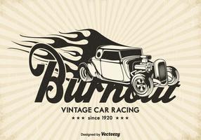 Vintage Race Car Burnout Vector Background