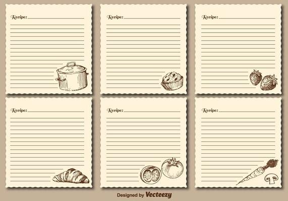 Vintage Recipe Cards Vector Templates