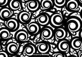 Black Maori Koru Curl Ornaments Seamless Pattern vector