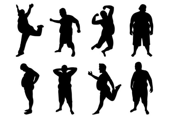 Set Of Fat Guy Silhouettes