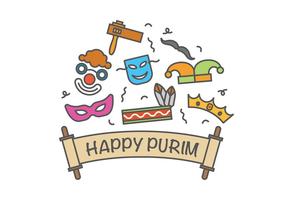 Happy purim vector icons