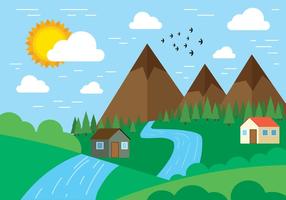 Free Flat Design Vector Landscape