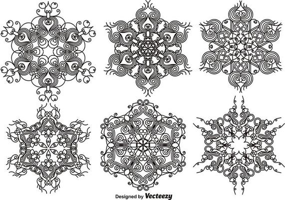 Elegant Ornamental Snowflakes - Vector set