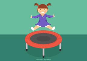Girl Jumping On Trampoline Vector