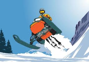 Riding Snowmobile Jumping vector