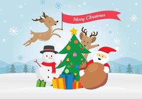 Santa Claus and Friends Christmas Scene vector