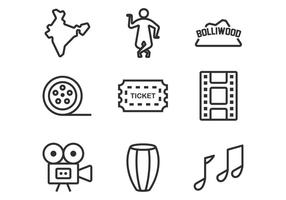 Bollywood Line Icons vector