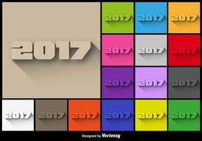 2017 Año Nuevo Botones Coloridos Conjunto - Vector