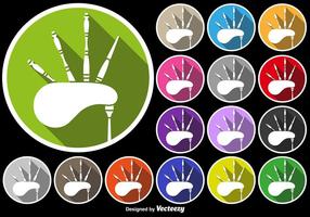 Bagpipe Icon Colorful Buttons Set vector