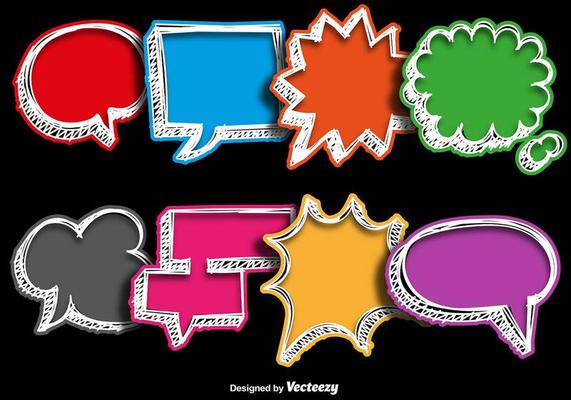 Vector Collections Of Hand Drawn Colorful Speech Bubbles