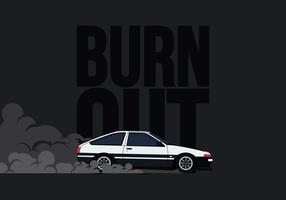 AE86 Car Drifting y Burnout Ilustración