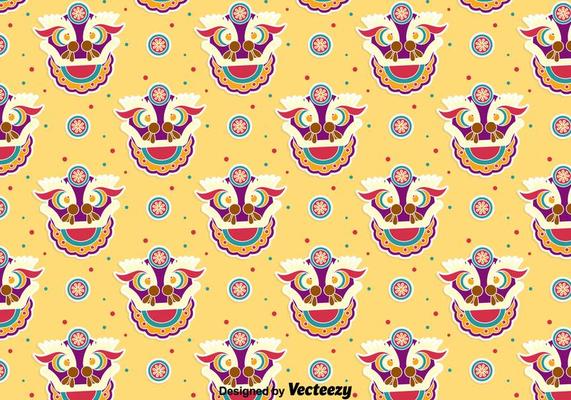 Funny Lion Dance Seamless Pattern