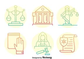 Justice Element Line Icons vector