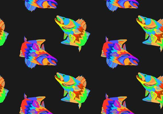 Free Walleye Seamless Pattern Vector Illustration