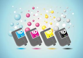 Ink Cartridge Vector with Ink Bubble Background
