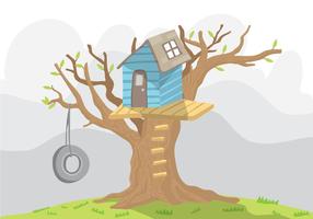 Blue TreeHouse Vector With Swing