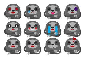 Gratis Cartoon Sloth Emoticons Vector