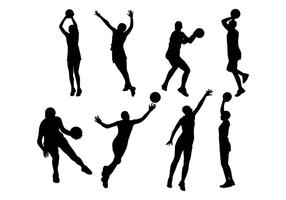 Professional basketball player silhouette shooting