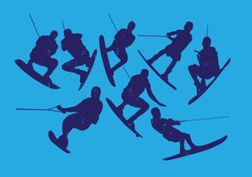 Water Ski Silhouette Collection vector