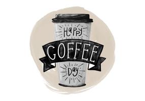 Free National Coffee Day Watercolor Vector