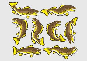 Walleye Fish Icons vector