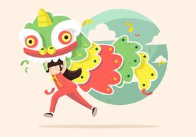 Lion Dance Vector Illustration