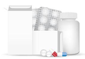 Vector En blanco Gran conjunto de botellas de plástico de embalaje Pill Box