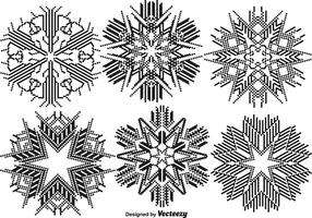 Vector Pixelated Snowflakes Set