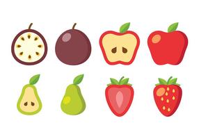 Iconos de vector de fruta en rodajas