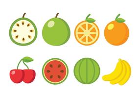 Iconos de vector de fruta plana