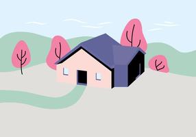 House Landscape Illustration vector