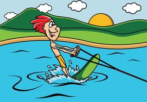 Guy Playing Water Skiing In The Lake vector