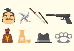Conjunto De Yakuza Iconos vector