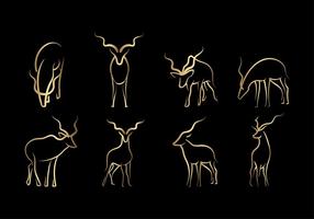 Gold Kudu Line Art Vector