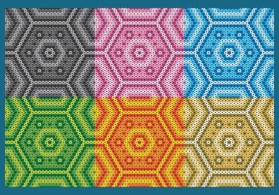 Colorful Huichol Hexagonal Patterns