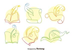 Writing Poem Line Icons Vector