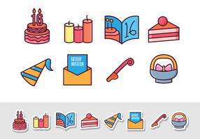 Free Birthday Sticker Icons vector
