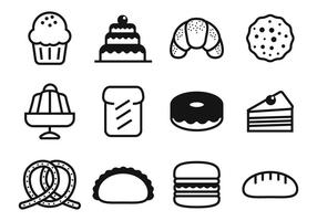 Libere la panadería y los iconos de la torta Vector