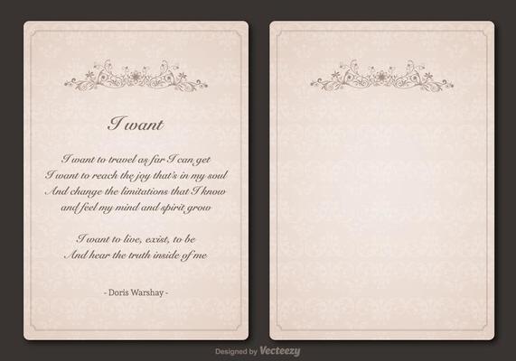 Free Poem Vector Vintage Template Design