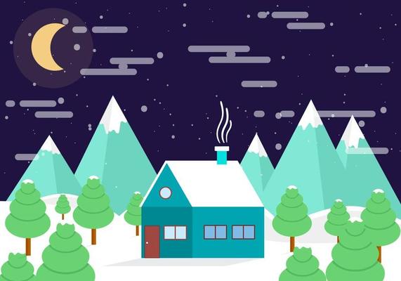 Free Vector Winter Night Landscape