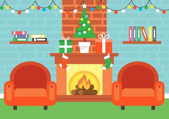 Free Christmas Vector Fireplace