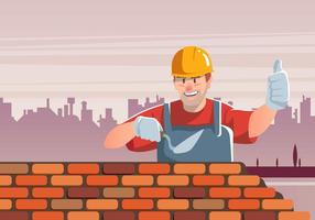 Masonry Builds Brick Wall vector