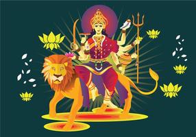 Vector Illustration of Goddess Durga in Subho Bijoya